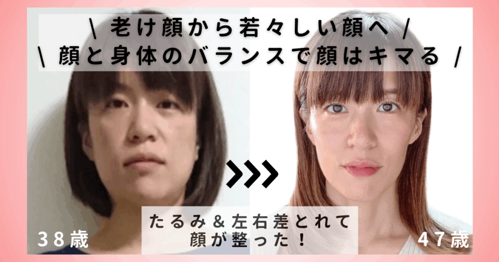 老け顔から若々しい顔へ
顔と身体のバランスで顔はキマる